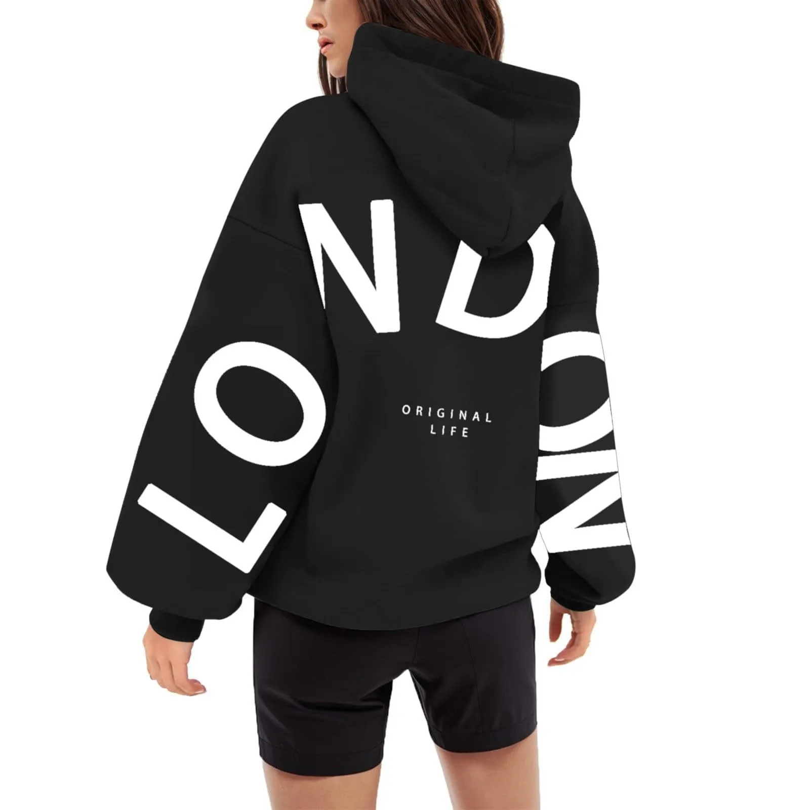 y2k Letter LONDON Printed Women\'s Hoodies Long-Sleeve Casual Street Wear 2024 Women Hoodies Oversized Sudaderas de mujer