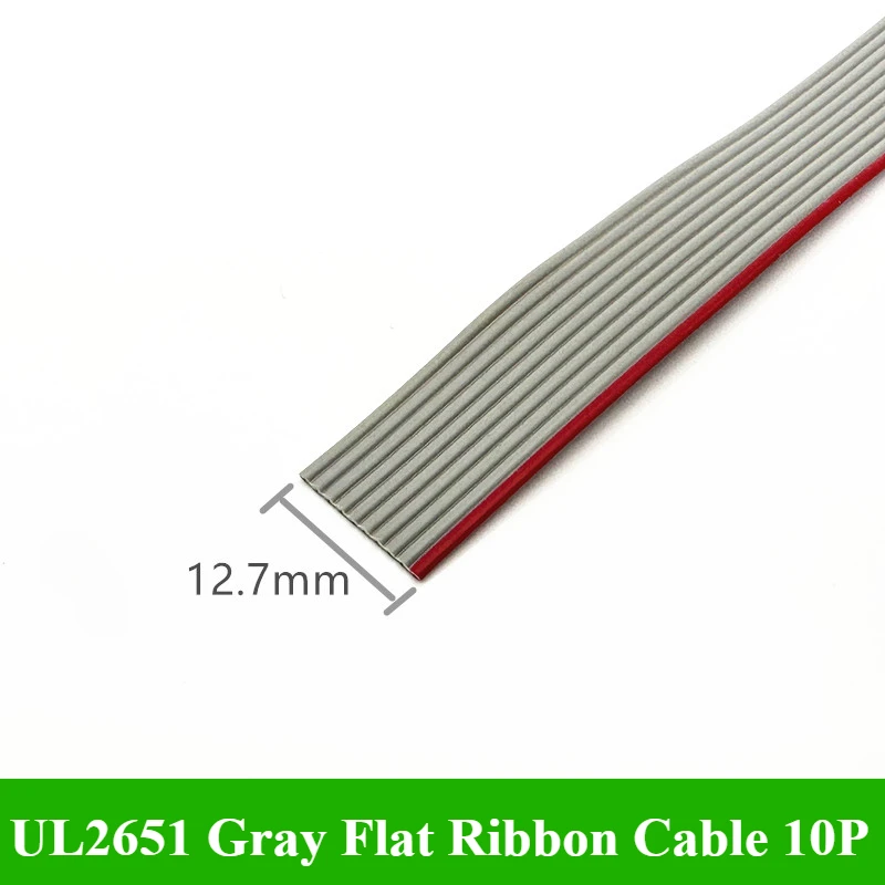 

5 meters/lot UL265 Gray Flat Ribbon Cable Pitch 1.27mm 10P/14P/16P/20P/26/30/34/40/50/60/64P 28AWG 300V for 2.54mm IDC Connector