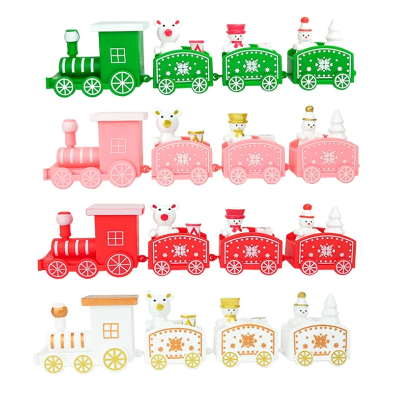 

4 Pcs Christmas Train Ornaments With Train Decor Mini Train Decor Set For Christmas Party Durable High Guality