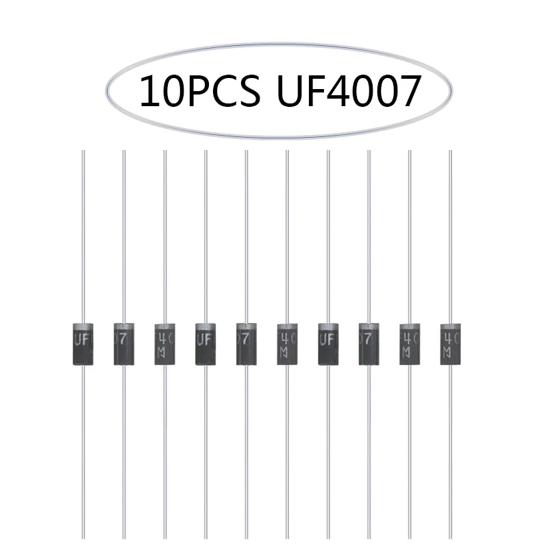 4 Value Fast Recovery Rectifier Diode UF4007 FR207 FR107 RL207 Axial Doorbell Schottky Diode Switching Dioden Each Modle 10PCS