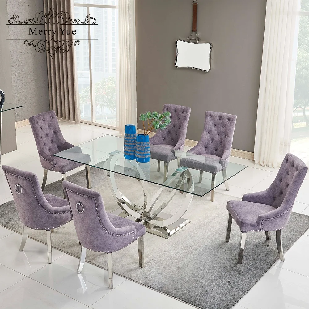 

Kitchen Dining Clear Glass Table Sitting Room Adjusteble Glass Dining Toom Table