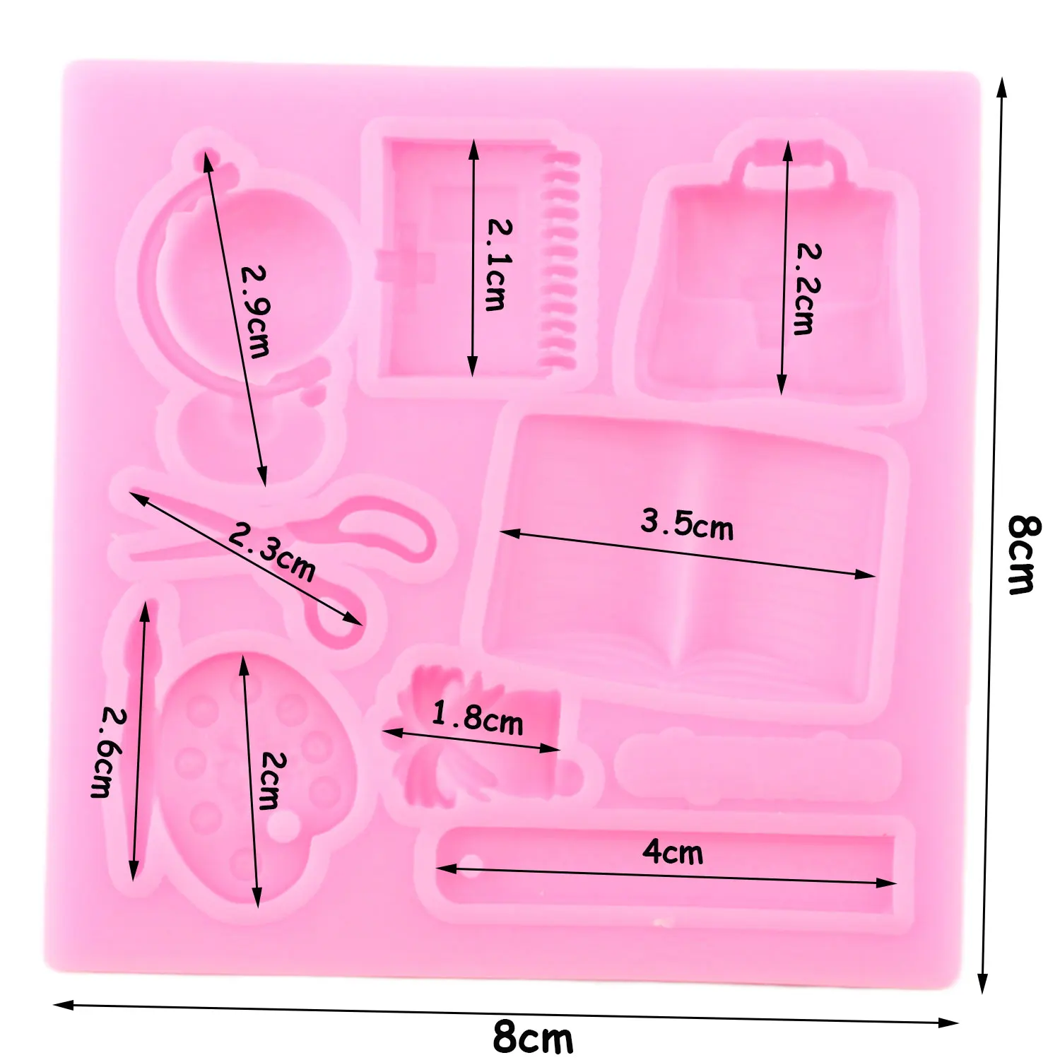 Globe Study School Bag Book Scissors Ruler Drawing Pen Silicone Mold Fondant Molds Cake Decorating Tools Baking Chocolate Moulds