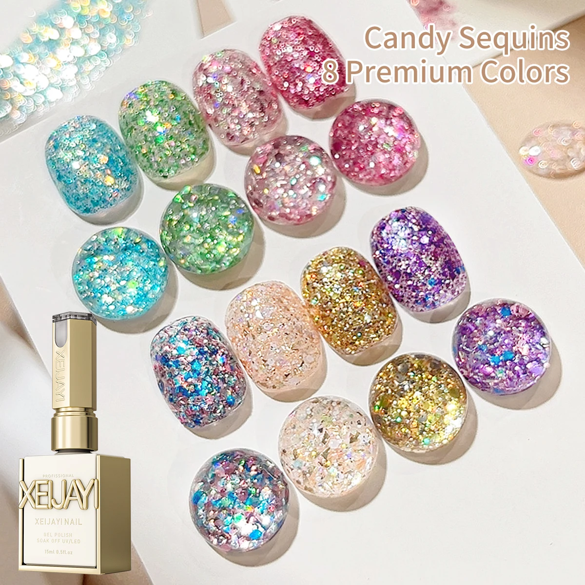 XEIJAYI 8 قطعة 15 مللي الحلو الحلوى بريق جيل للأظافر مجموعة شبه دائمة مسمار الفن نقع UV LED صالون الأظافر لتقوم بها بنفسك صالون الأظافر هلام #2