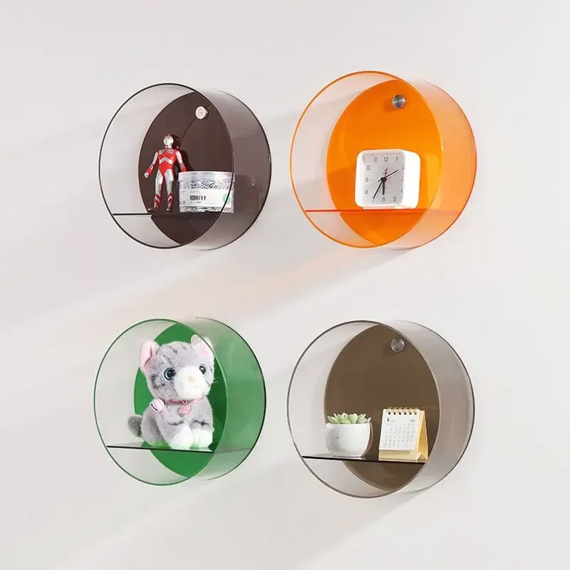 Acrylic Wall Hanging Figurine Rack Color Display Cabinet Blind Box Holder Circular Shelf Handmade Decoration Internet Famous