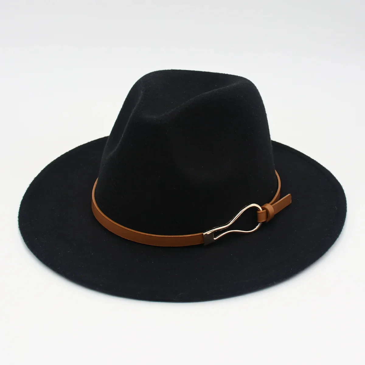 Vintage Outdoor Women Fedora Hats Autumn Winter Gentleman Belt Jazz Felt Hat For Men Retro Church Flat Wide Brim Dress Hat Lady