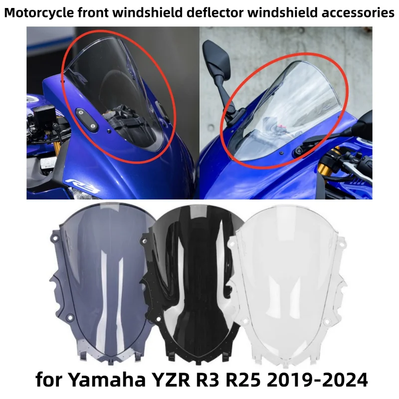 

Motorcycle front windshield deflector windshield accessories for Yamaha YZR R3 R25 YZRR3 YZRR25 2019-2024