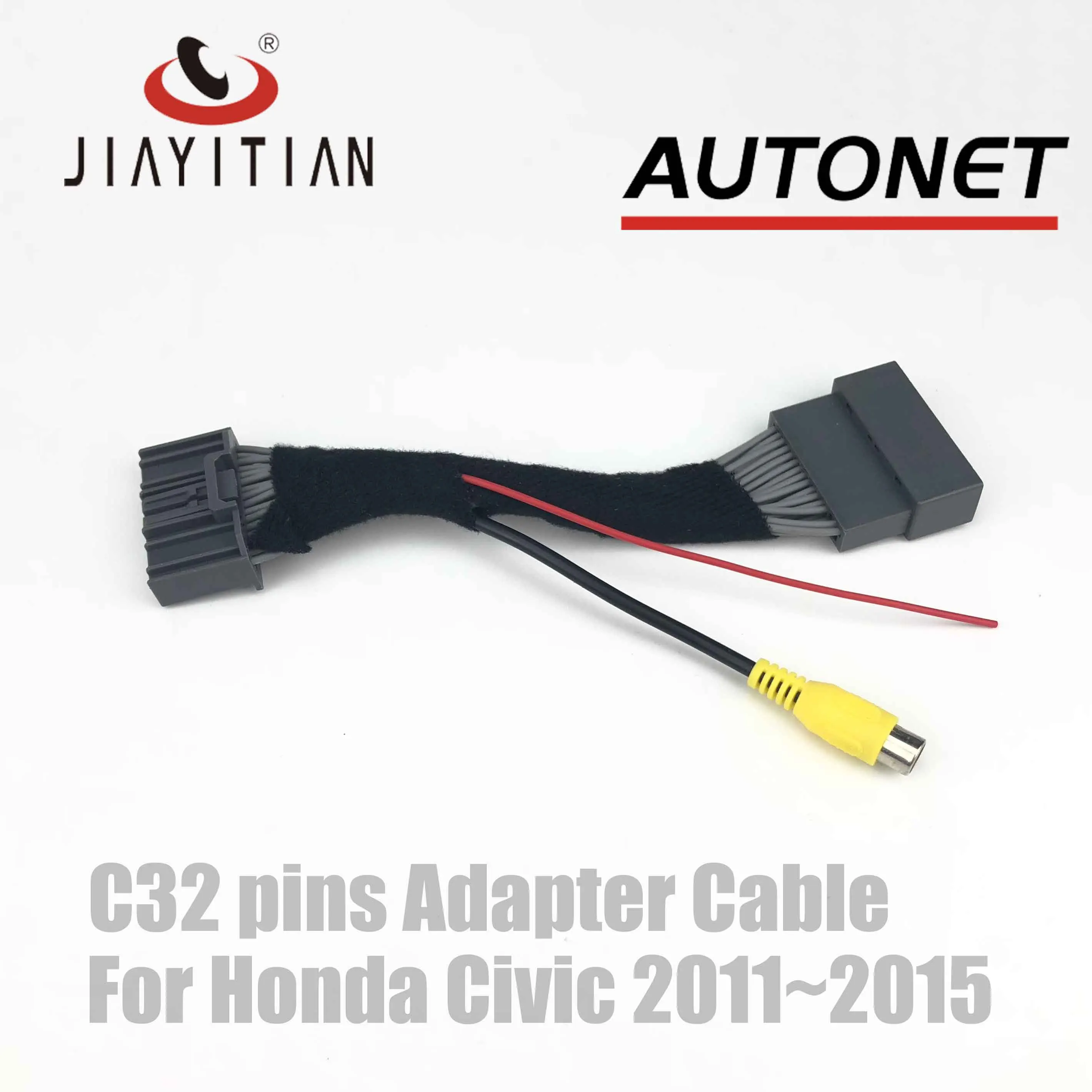 JIAYITIAN-cámara de visión trasera RCA, enchufe de vídeo, Cable adaptador de pines C32 para Honda Civic 2011 ~ 2015, Kit con unidad principal de Monitor de fábrica