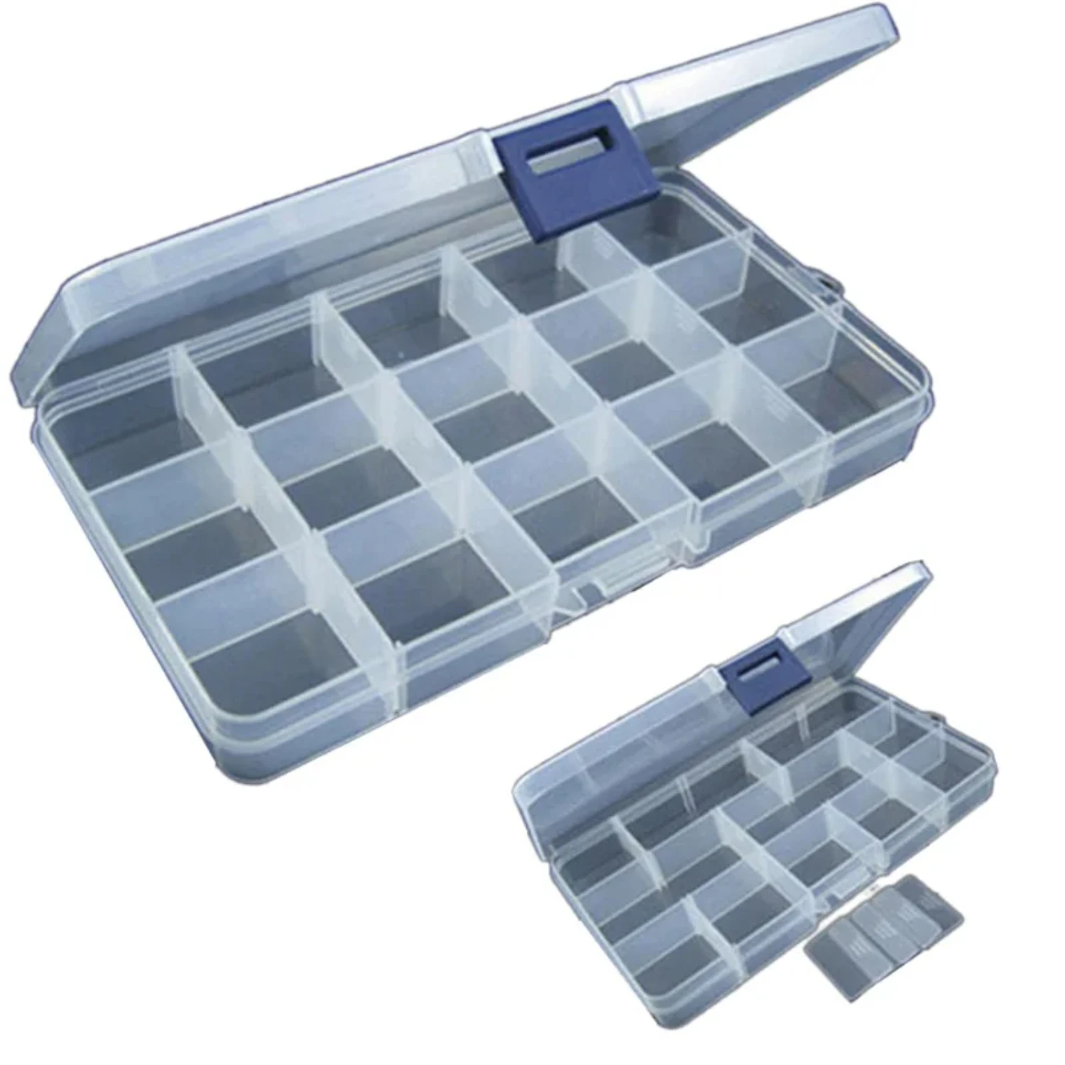 Compact, Essential, and Must-Have Fishing Tackle Organizer Case with 15 Convenient Slots - Portable and Multifunctional Plastic