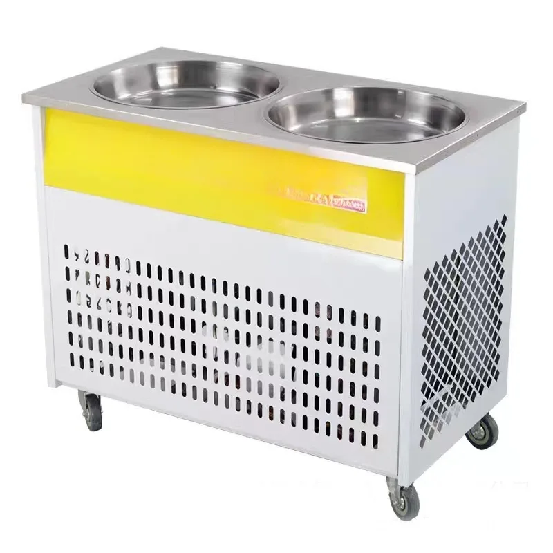 

Double pot frying ice machine fried yogurt, round bottom pot, outdoor stall equipment