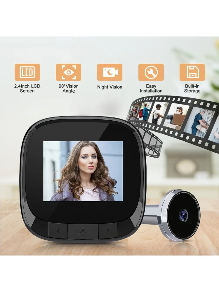 

2.4 inch LCD Digital Doorbell 90° Door Eye Doorbell Camera Viewer Electronic Peephole Viewer Outdoor Visual Doorbell