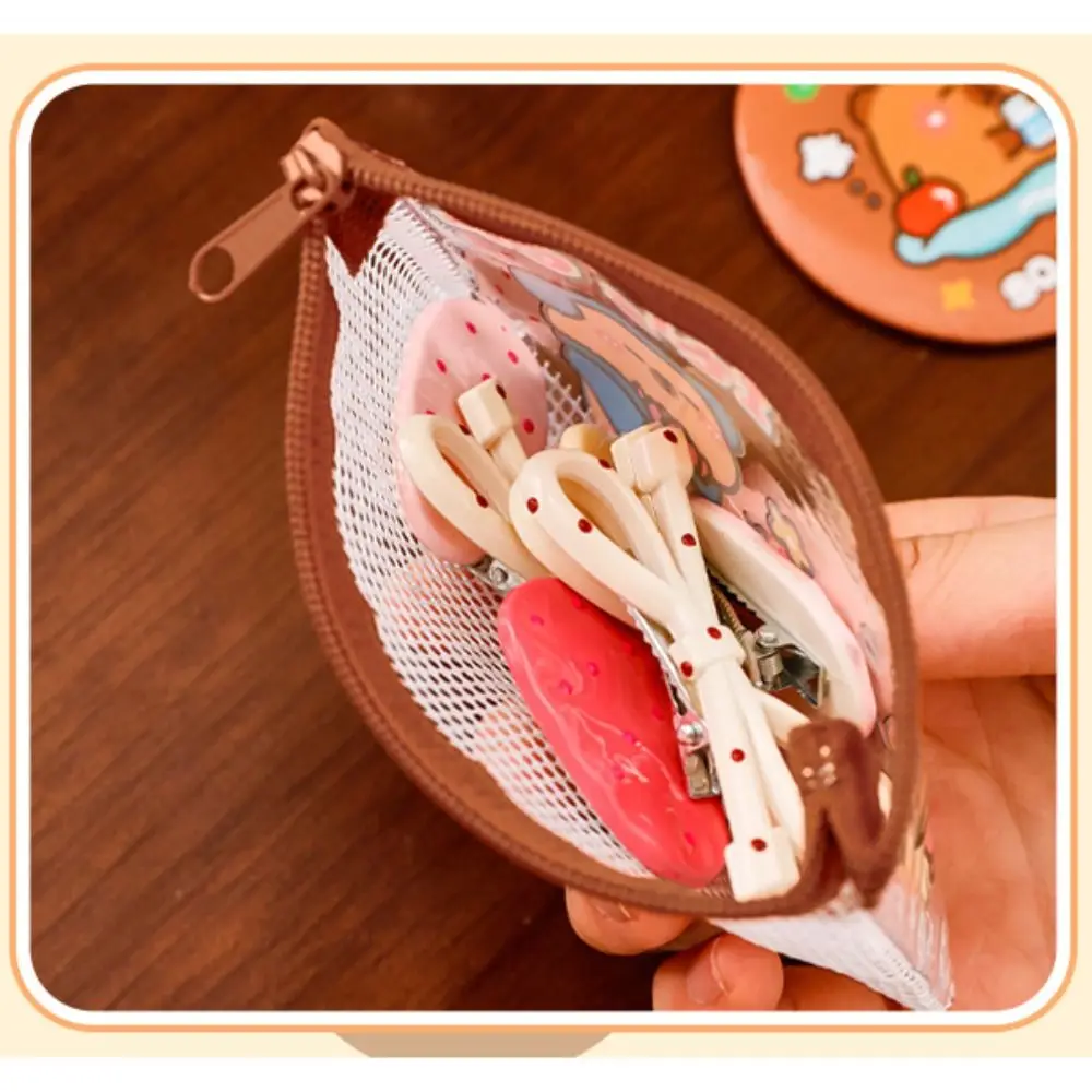 Borsa portaoggetti portatile Capybara Cartoon Mini Portafoglio Portachiavi in PVC Organizzatore di auricolari Regali per bambini