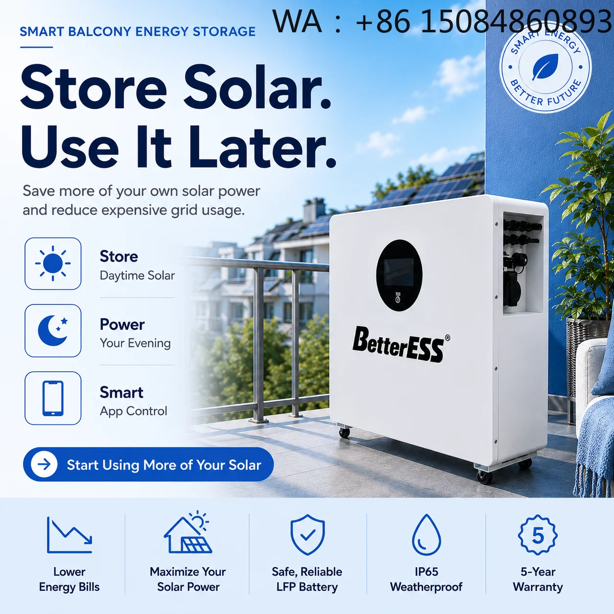 

Plug And Play System2.5kWh+1.2KW Inverter Balcony Energy Storage With WiFi Module+APP+IP65 Waterproof For Home Energy Stor
