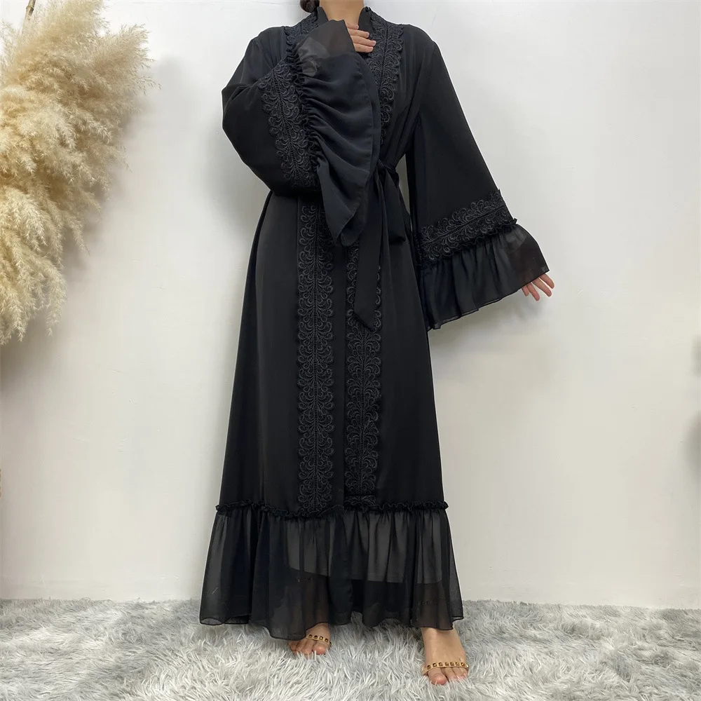 

Turkey Abaya Women Muslim Open Cardigan Maxi Dress Embroidery Ramadan Kimono Gown Dubai Kaftan Longue Robe Islam Dresses Caftan