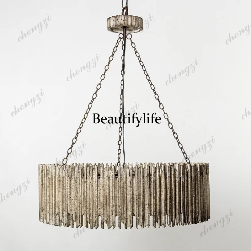 American retro industrial style wood decoration chandelier personalized living room dining room light homestay