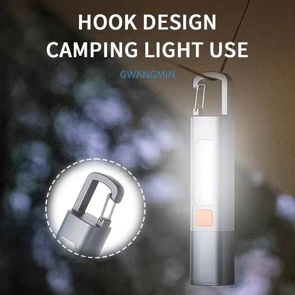 Super Bright Flashlight With Hook Ultra Bright LED Torch USB Charging Zoomable Emergency Lantern 300LM 3 Gears For Power Ou G4W5