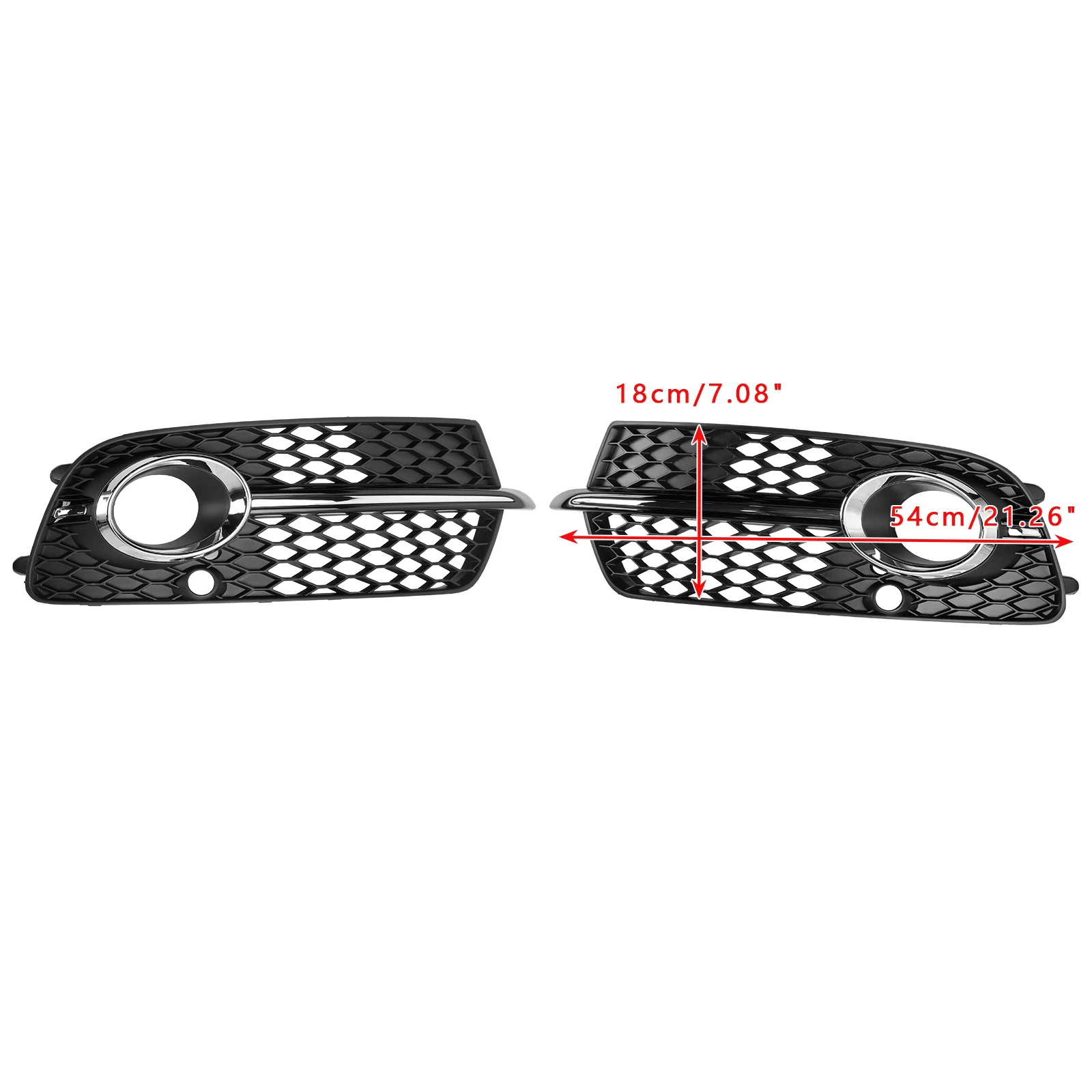 Artudatech Front Bumper Fog Light Grille Fit Audi Q5 S-Line SQ5 2013 2014 2015 2016 2017 Black Chrome