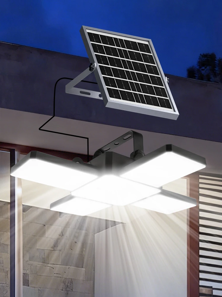 LED Innen- und Außen-Solarpendelleuchte mit Bewegungssensor Batterieanzeige 268LED 4 Beleuchtungsmodi IP65 Solar-Schuppenlampe Garage