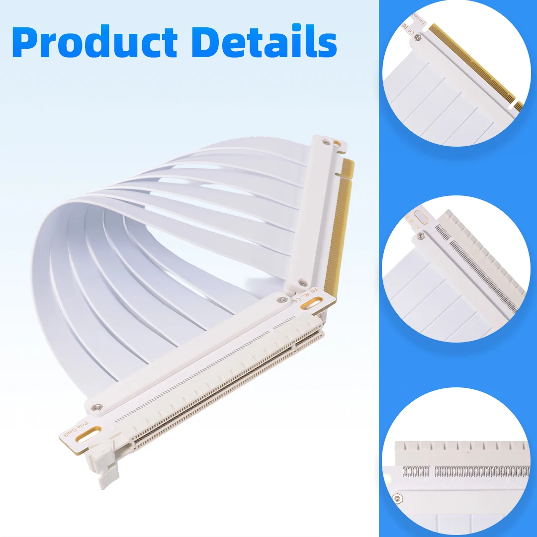 PCIE 3.0 X16 Riser Cable 90 180 Degree Bend Adapter Graphics Card Extension High Speed Flexible Flat Black White for GPU PC DIY