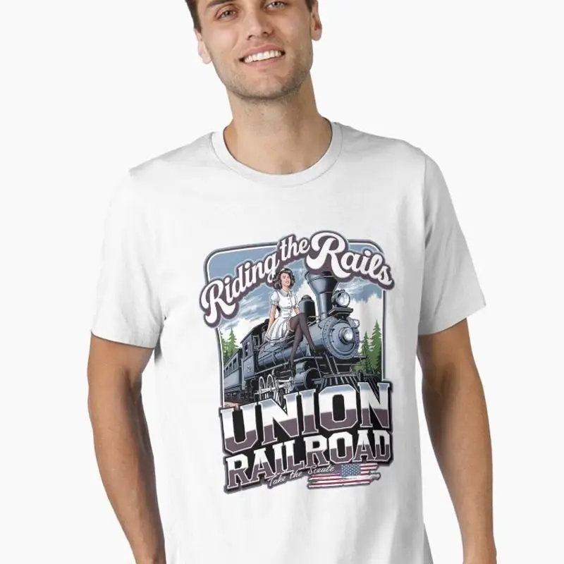 Union Railroad Riding The Rails Union Pacific Railroad Polar Express Riding The Train American Train Essential T-Shirt