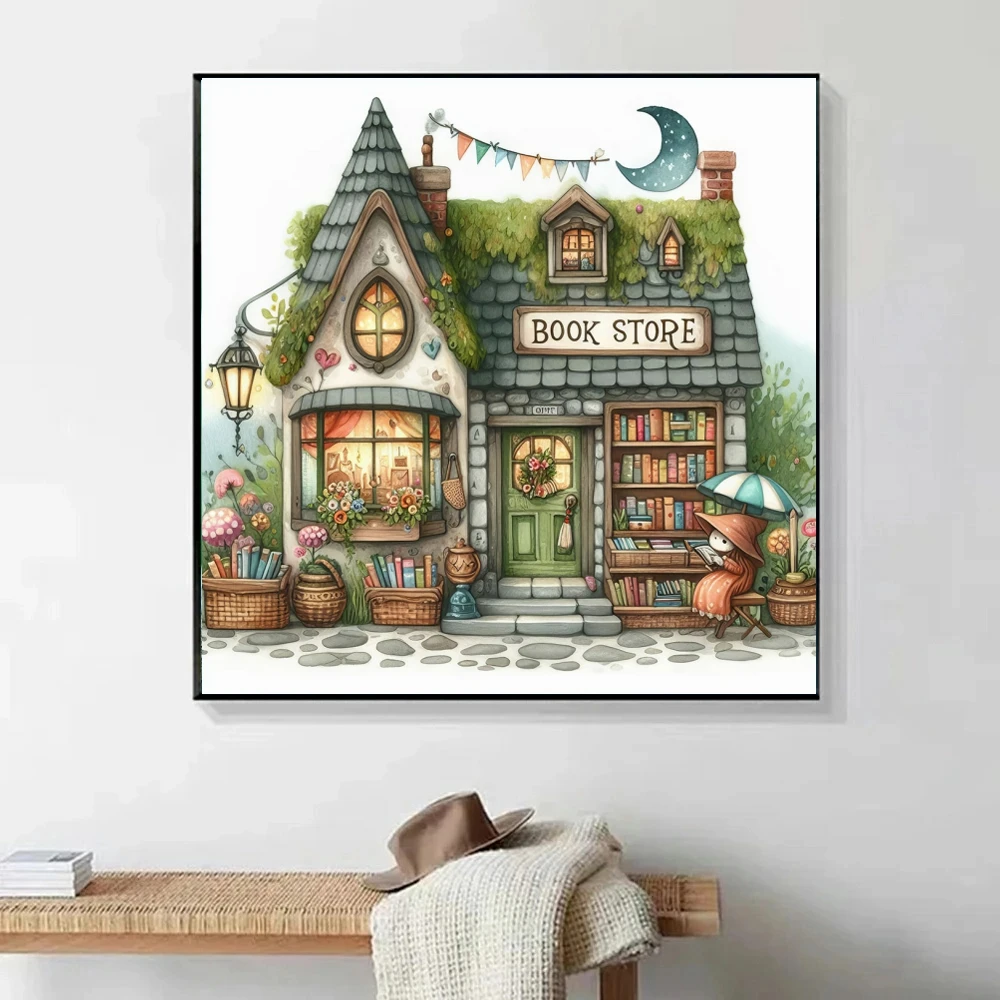 New 5D Shop Cabin Diamond Painting Set Cartoon DIY Diamond Embroidery Mosaic Rhinestone Art Home Decoration Gift