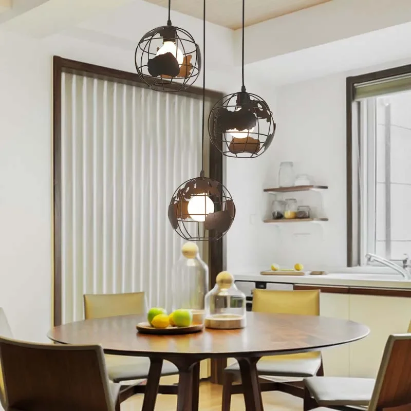 Pop Creative Earth Steel Frame Art Hanglamp LED Minimalist Retro Suspension Luminaires Interiors Iron Wires Chandeliers Pendant