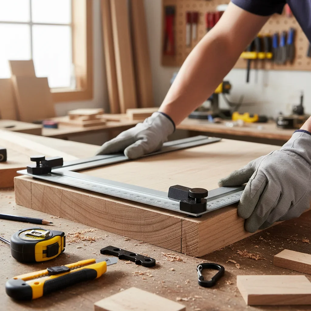 Framing Square Tool With Right Angle Clamp For Stair Measurement Durable Metal Construction Easy Reading