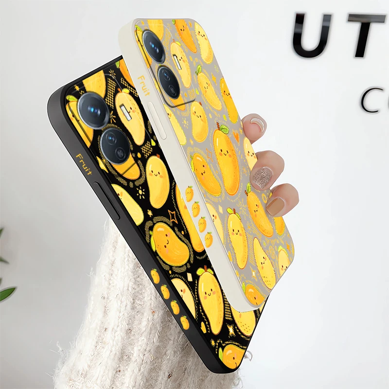 Soft TPU Phone Case For Vivo V70 FE Elite V60 V50 Lite V30E V29E V27 Pro V25E V23E Cute Mango Print Shockproof Silicone Cover view 4