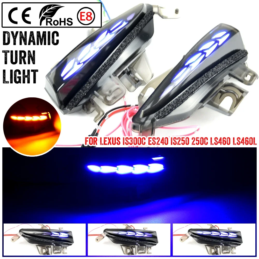 

2pcs Dynamic Turn Signal LED Light Side Mirror Indicator For Lexus IS250 IS300C IS250C LS460 LS460L ES240 Car