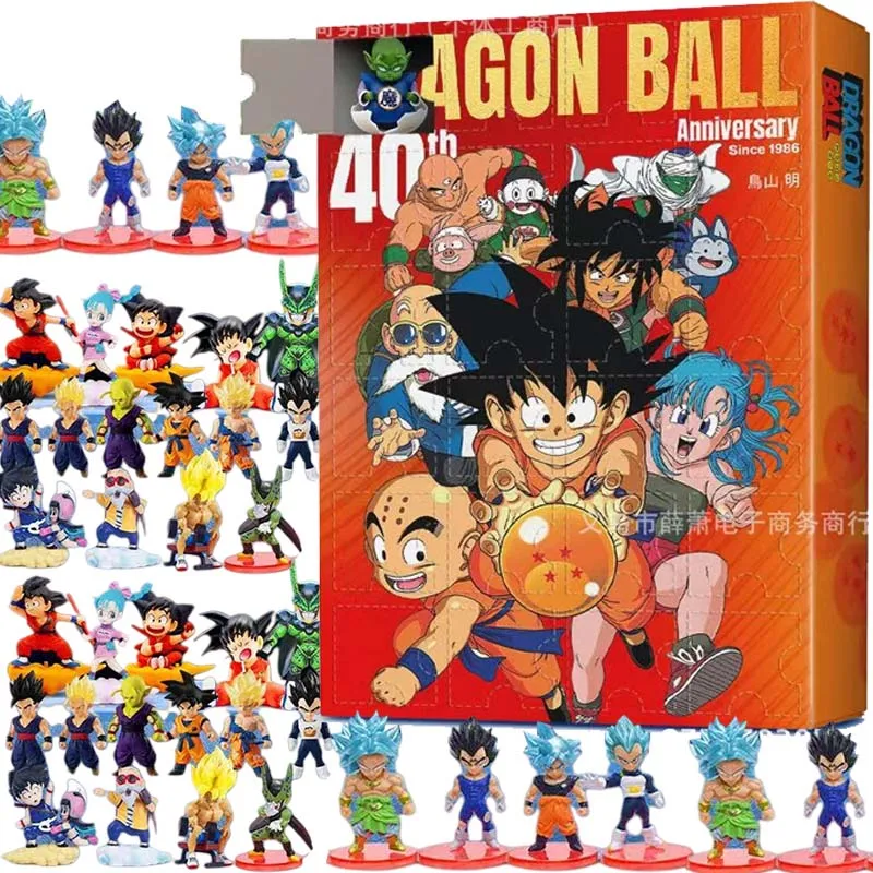 

Адвент-календарь Dragon Ball Goku на 2025 год, аниме, мультяшная кукла, рождественское украшение, 40-е памятное издание, коробка-сюрприз, случайный подарок