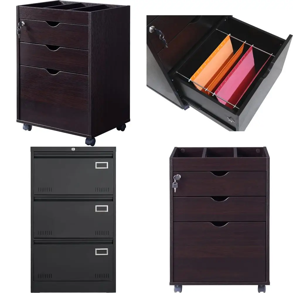 Mobile 3-Drawer File Cabinet with Top Sorter Storage on Wheels - Office Letter/Legal Size Filing System