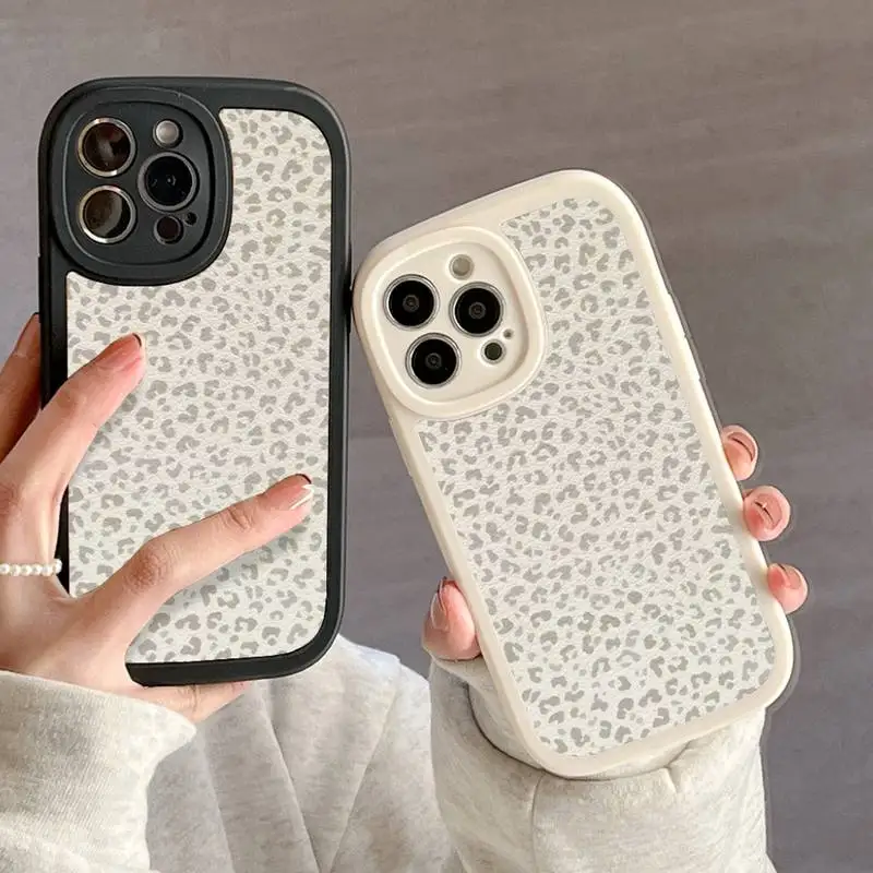 Scattered Cheetah Print Phone Case For IPhone 11 12 13 14 15 Plus Pro Max PU Leather Silicon Soft Cover