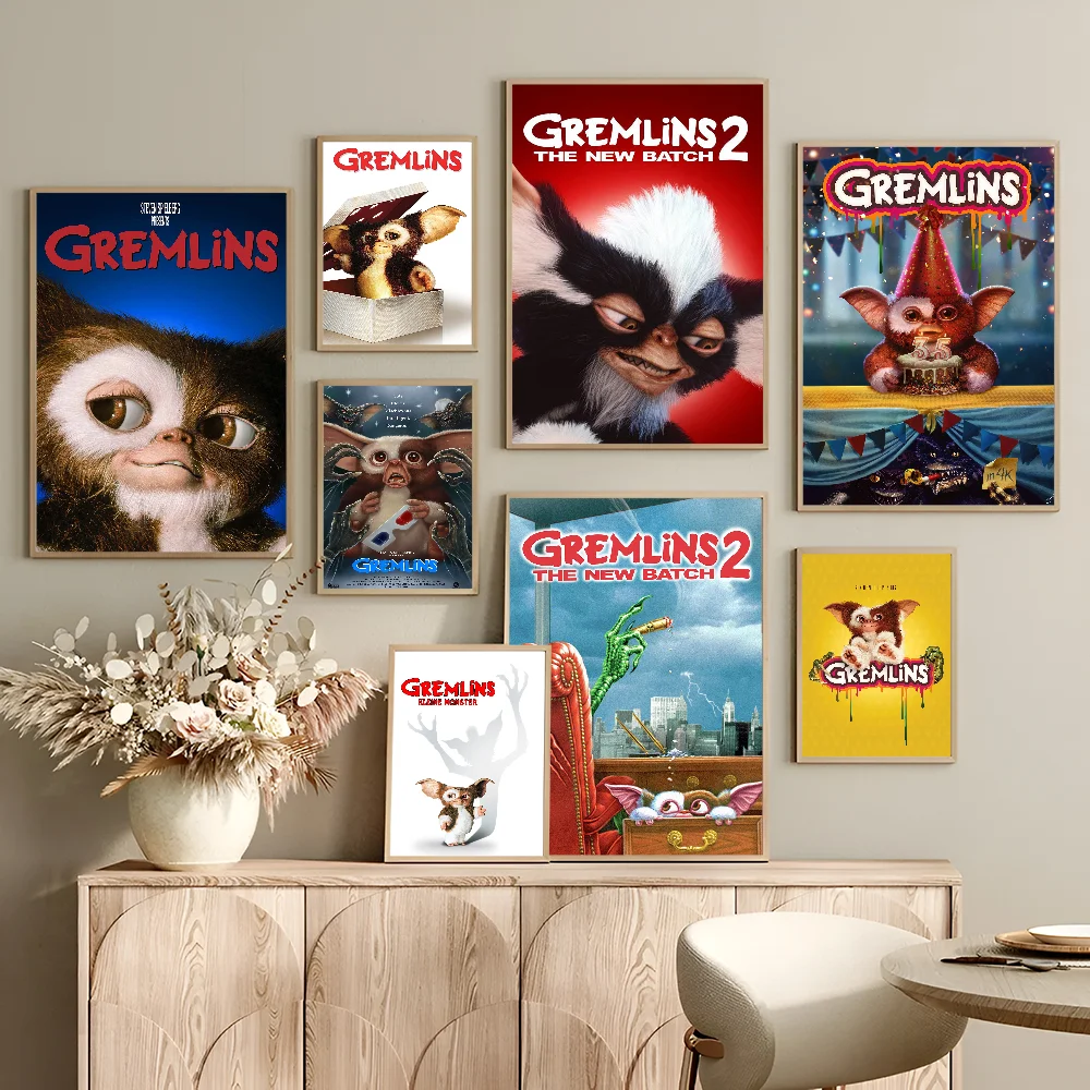 Gremlins Movie Self-adhesive Art Poster Retro Kraft Paper Sticker DIY Room Bar Cafe Stickers Wall Painting