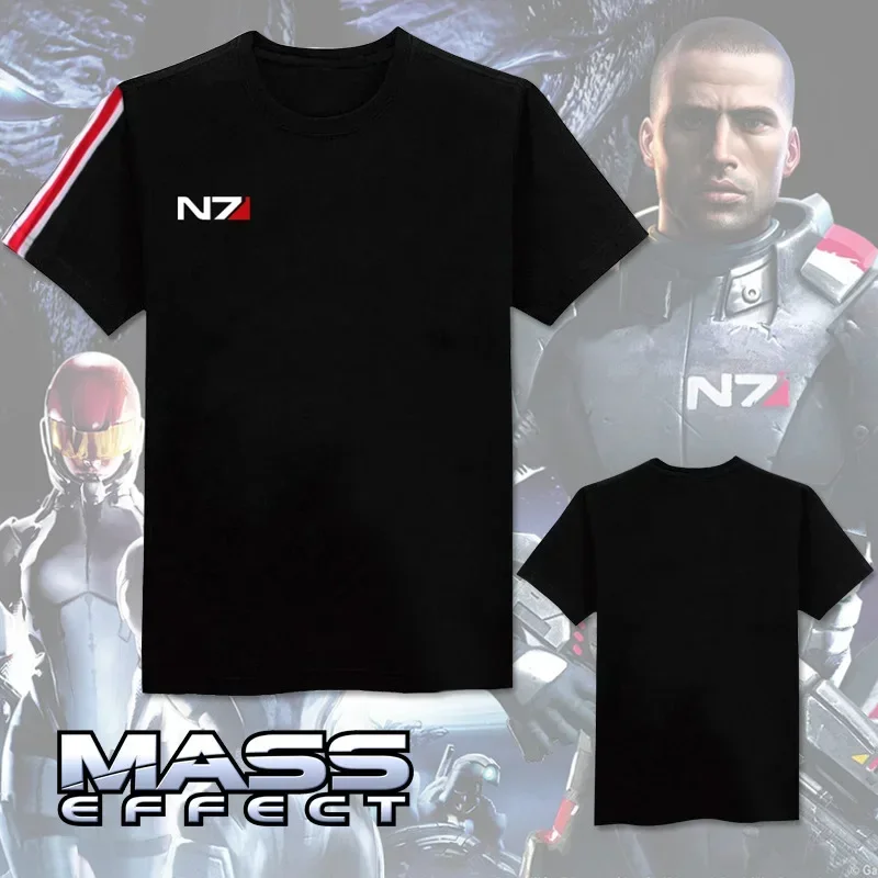 Mass Effect N7 cosplay Harajuku zomer Mannen mannelijke t-shirt tee tops katoenen kleding dagelijkse streetwear casual mode sportkleding