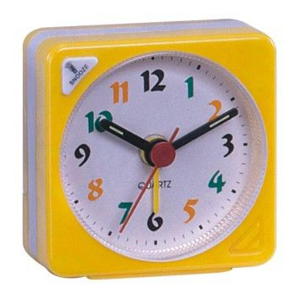 Alarm Clock Clock Travel Alarm Clock Yellow Plastic Red Silent Alarm Clock Square 5.7*2.9*5.6CM Desk For Tabletop