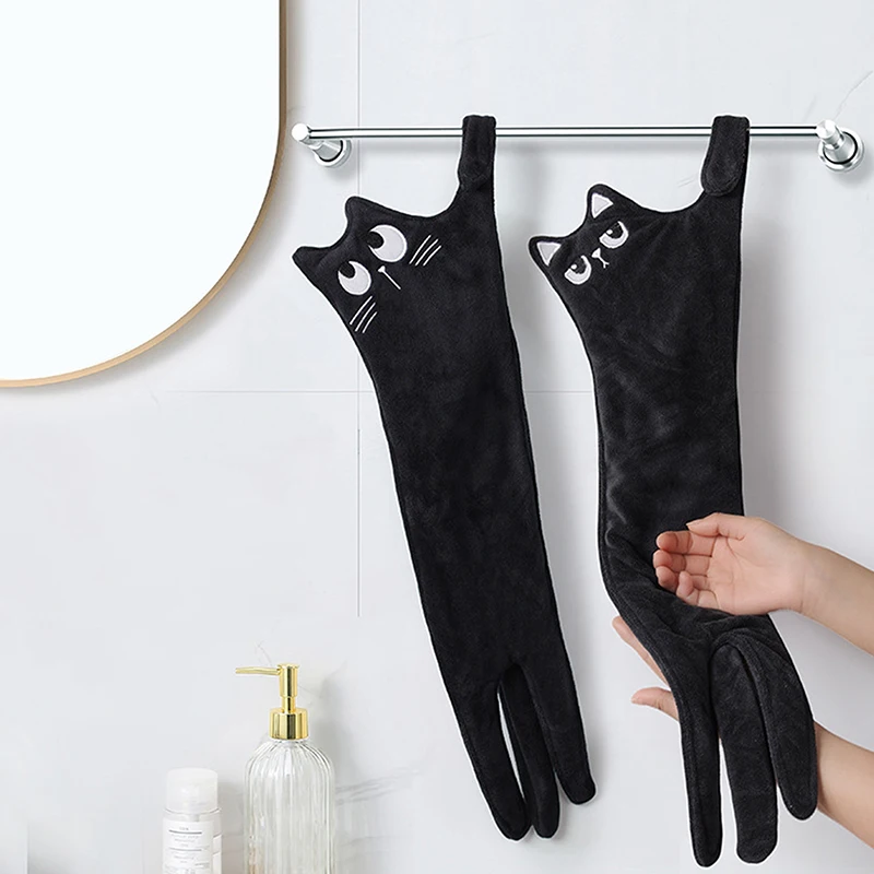مضحك القط مناشف اليد المطبخ الحمام منشفة اليد الكرة سريعة الجافة لينة ماصة ستوكات المناشف الإبداعية #1