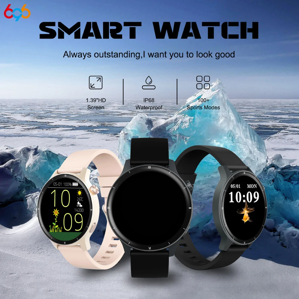 

New Calendar Smart Watches Sports Fitness Lady Voice Assistant Blue Tooth Call 3D Dynamic Watch Face IP68 Waterproof Smartwatch