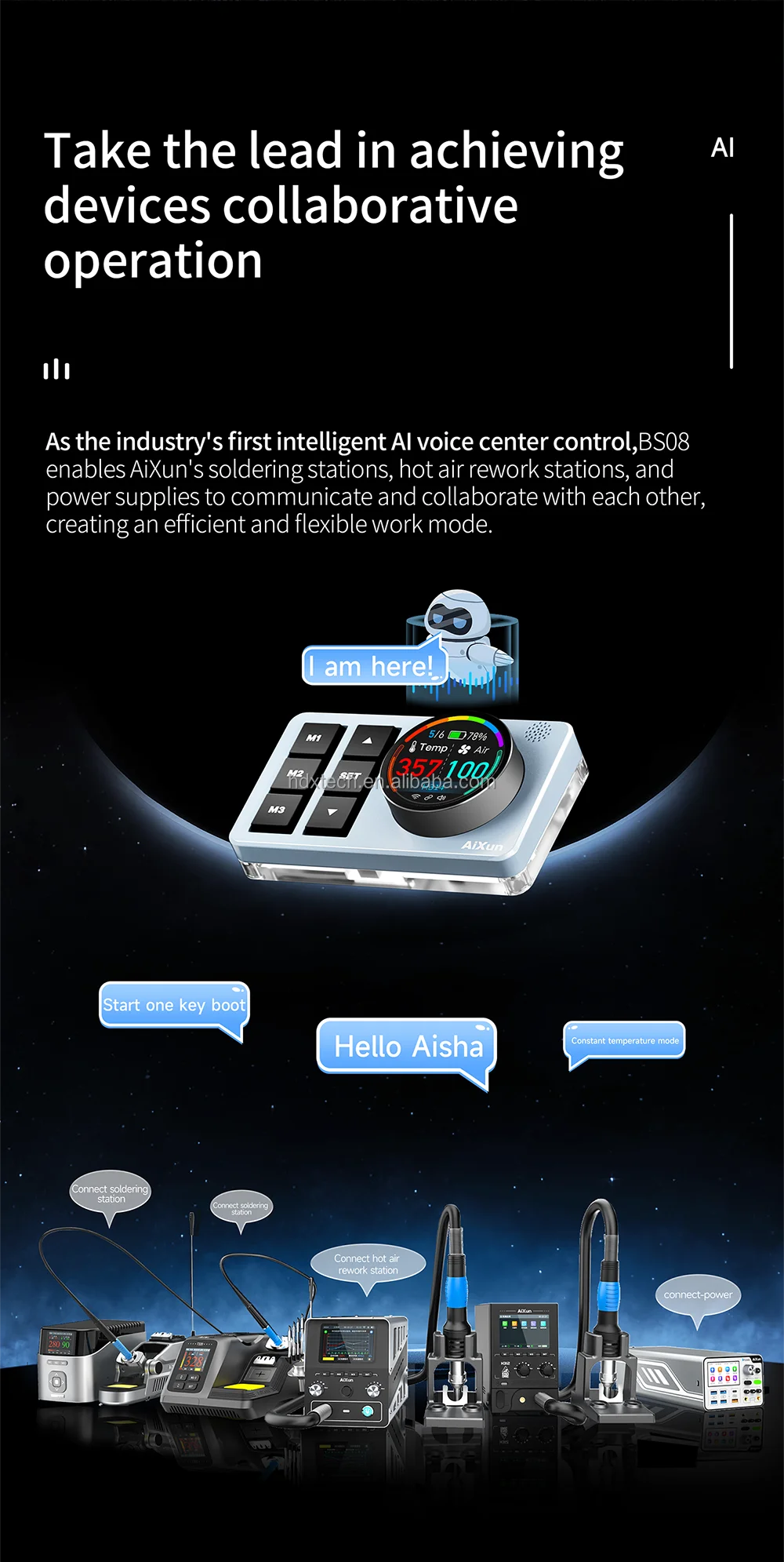 Aixun Bs08 Ai التحكم الصوتي Type-c 2.4g اتصال بلوتوث يعمل لمحطة لحام Aixun T320 P3208 H312 H314 مساعد الصوت #3