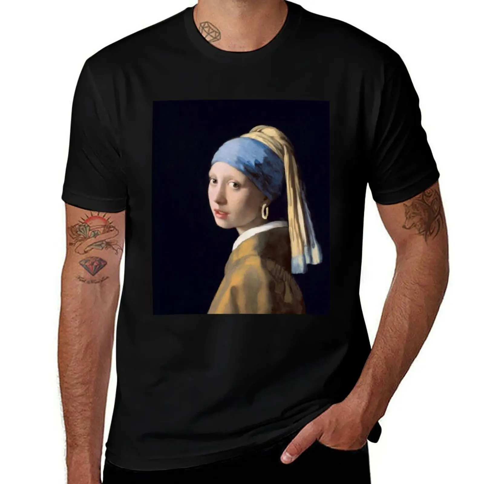 Girl with a Hoop Earring T-Shirt Long Lasting Casual T-Shirt