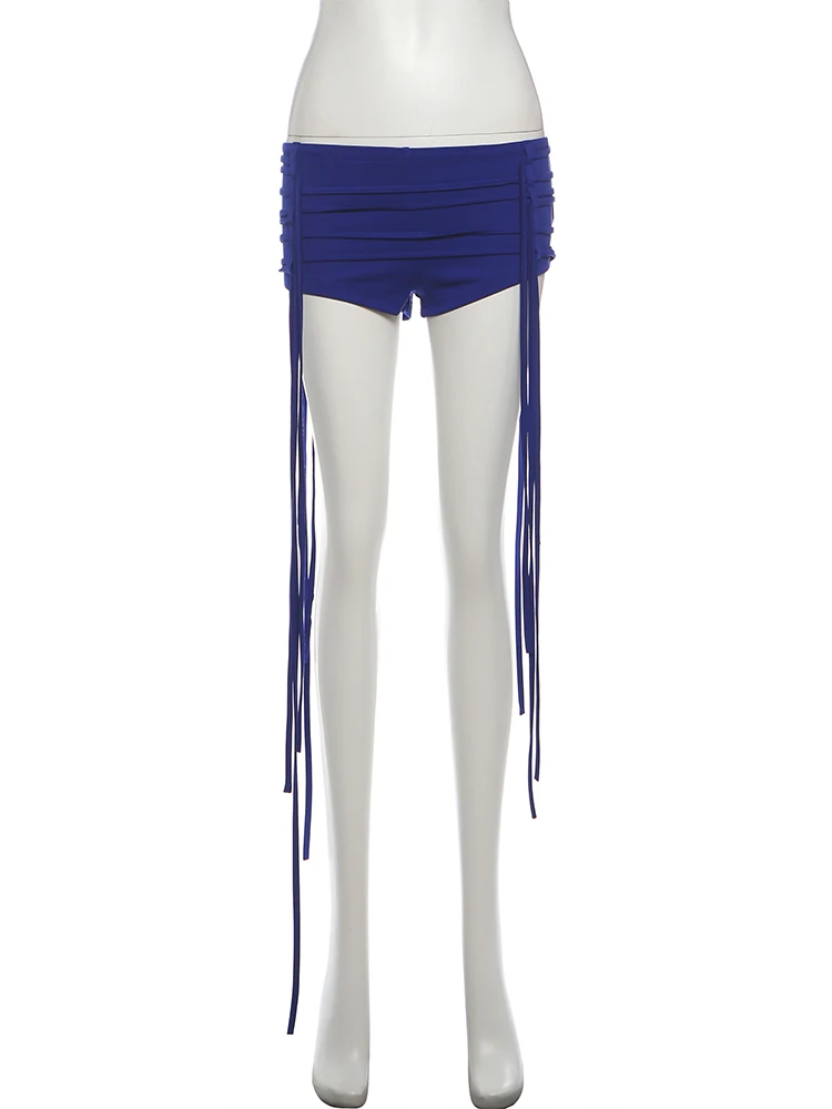 Nibber Music Festival 2-teiliges Set Damen Trend Knopf Polo-Ausschnitt Mesh Patchwork Bodys + Band Kurze Party Sexy geraffte Anzüge