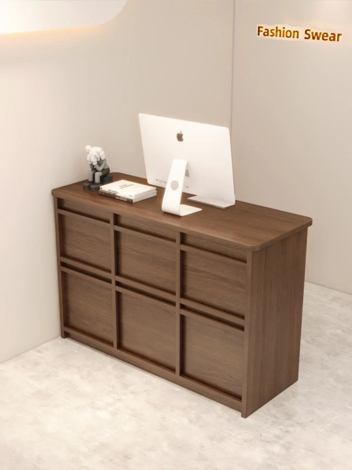 Clothing store, cash register, small beauty salon bar, simple and modern, light luxury, cream-style reception counter