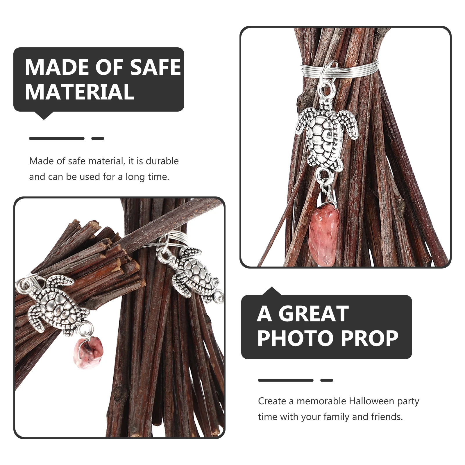 

2 Pcs Mini Broom Pendant Witch for Halloween Decor Whisk Aldult Photo Props Metal Decorations Toddler