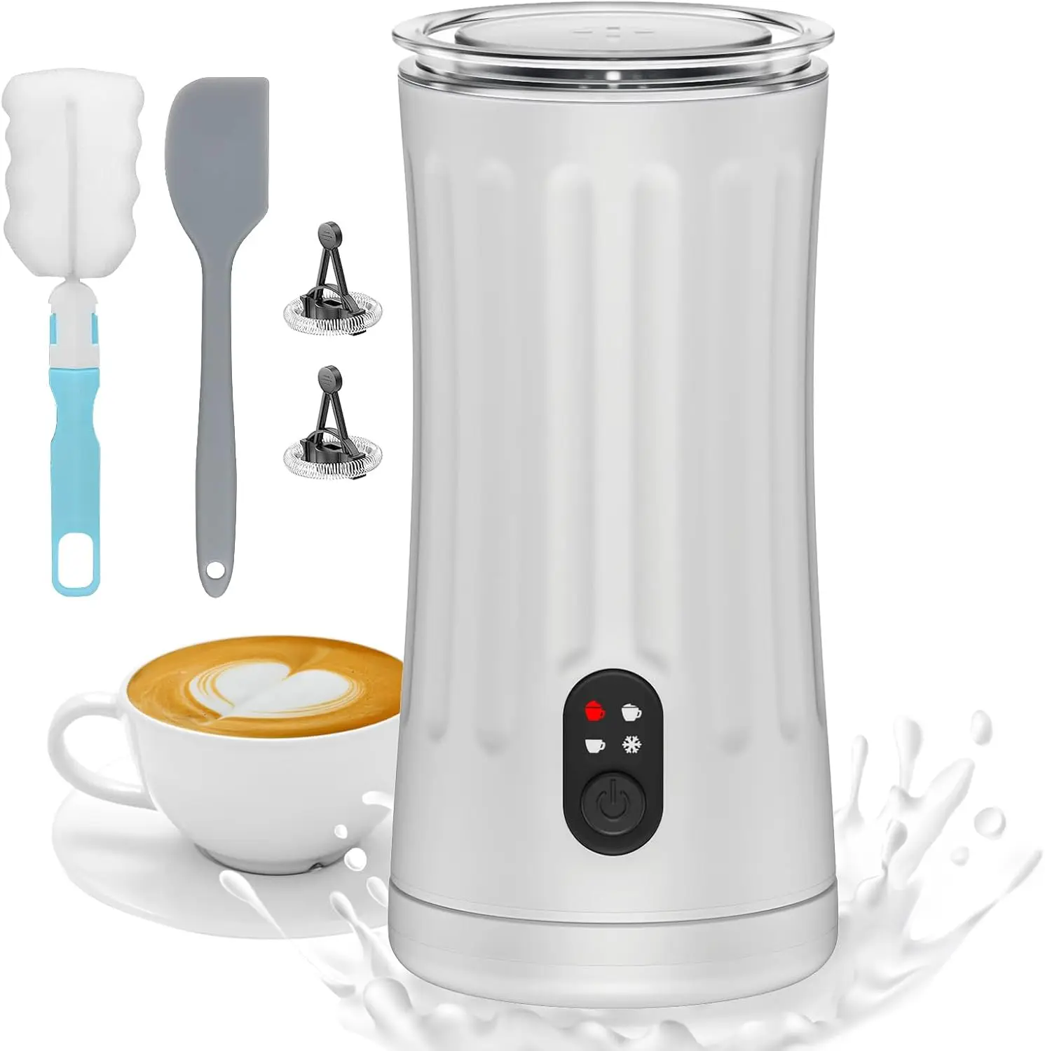 

4-in-1 Milk Frother & Steamer, 8.1oz Auto Shut-Off, Hot/Cold Foam Maker for Coffee, Latte, Cappuccino