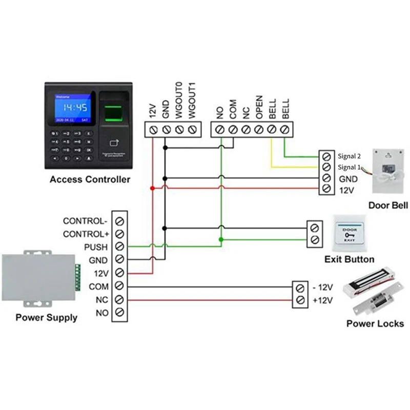 Fingerprint Attendance Machine RFID Keypad Access Control Electric Time Clock Recorder USB Data Manage With Keys