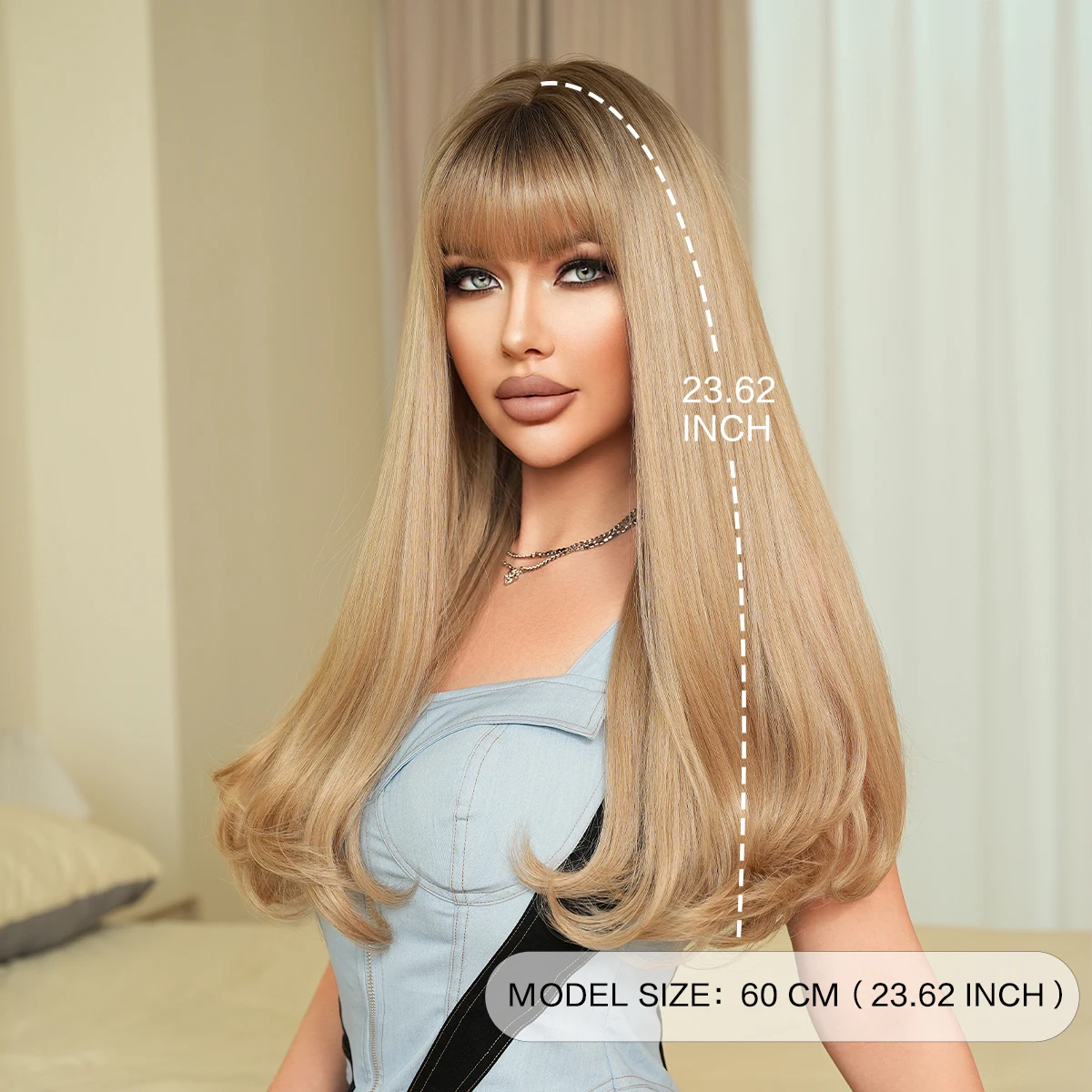 NAMM طويل متموج أومبير شقراء الباروكات مع الانفجارات الباروكات الاصطناعية الطبيعية للنساء حفلة يومية تأثيري مقاومة للحرارة الشعر