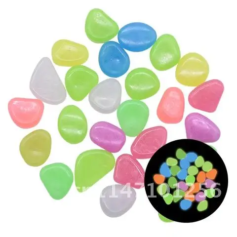 50 Pieces of Luminous Glowing Stone Pebble for Garden Glow in the Dark Rocks Walkways Path Patio Lawn Decor