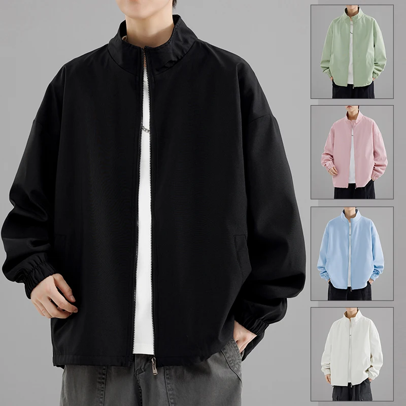 

Korean Streetwear Men's Bomber Jacket Spring Autumn Fashion Business Casual Windbreaker Men British Style Male Stand Collar Coat