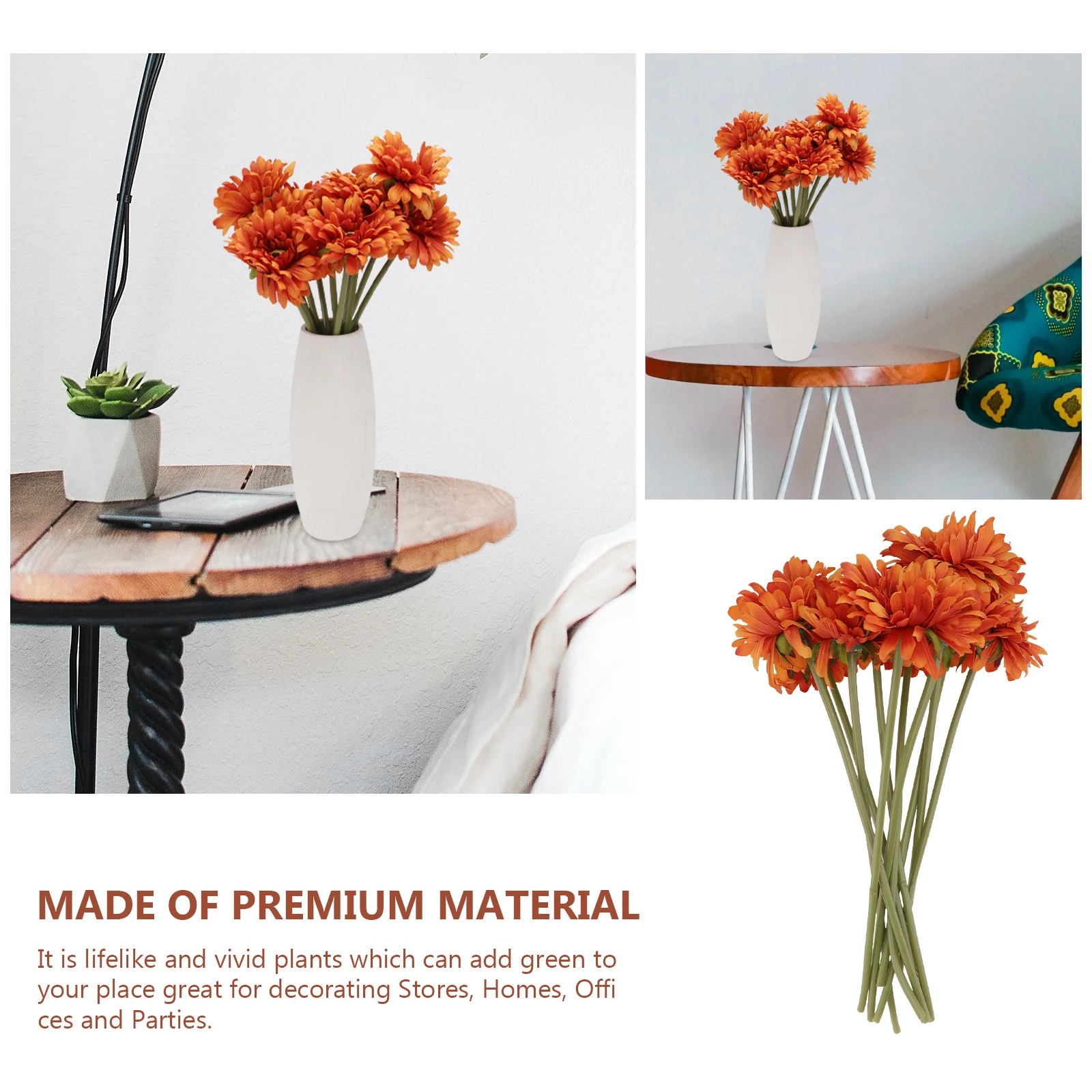 

10 pcs Artificial Flower Bouquet Lifelike Home Store Party Faux Florals Chrysanthemum Clean