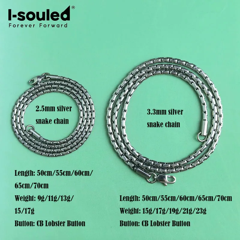 2.5mm/3.3mm pure titanium silver snake chain necklace, simple and fashionable, lightweight