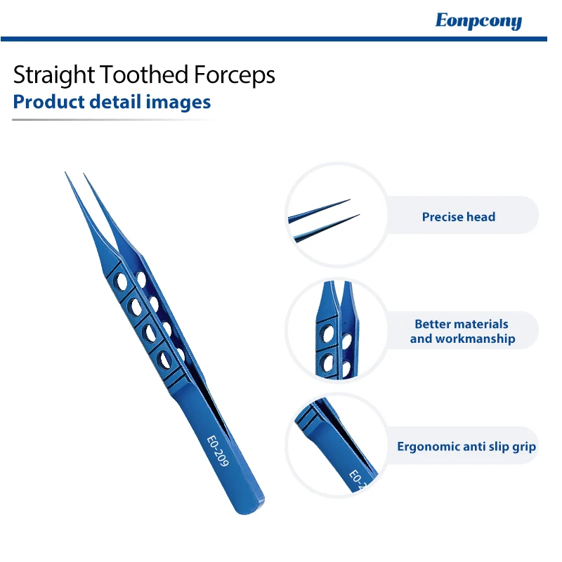 Straight Toothed Forceps Titanium Alloy Precision Reusable Ophthalmic Straight Teeth Forceps For Eye Surgery Use