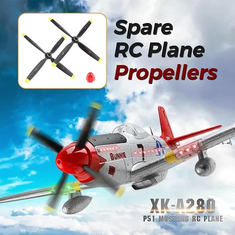 WLtoys 2 pezzi di eliche di ricambio per aereo RC con carenatura, ricambio per aereo WLtoysXK A280 P51 Mustang RC, accessorio per aereo A280 RC